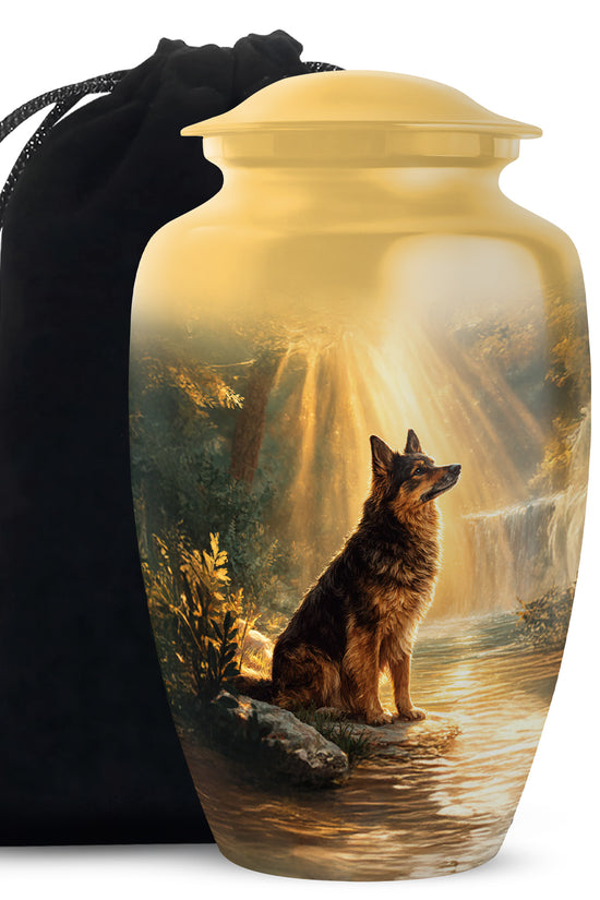German Shepherd Fuenral Urn - Peaceful Forest Memorial Urn For Dog