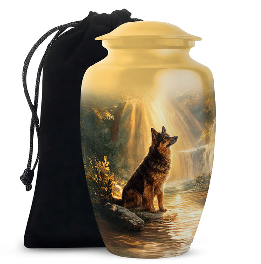 German Shepherd Fuenral Urn - Peaceful Forest Memorial Urn For Dog