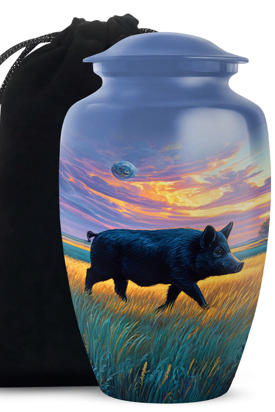 Black Pig Cremation Urns - Golden Field Funeral Urns For Human Ashes
