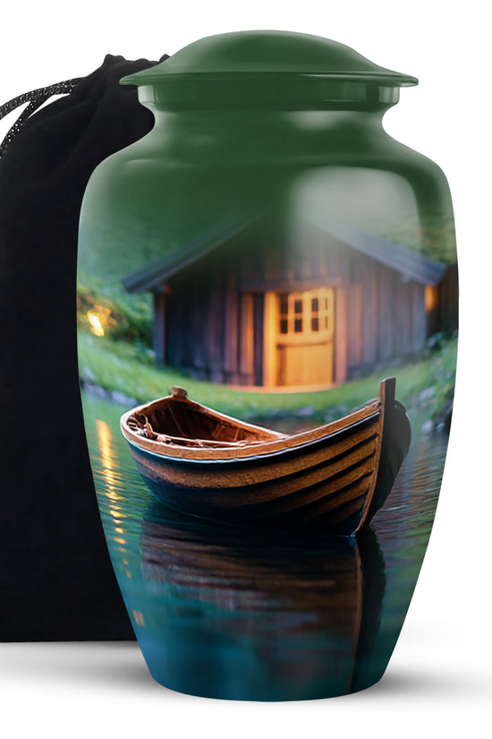 Wooden Boat Urn - Peaceful Lake Cremation Urns For Human Ashes