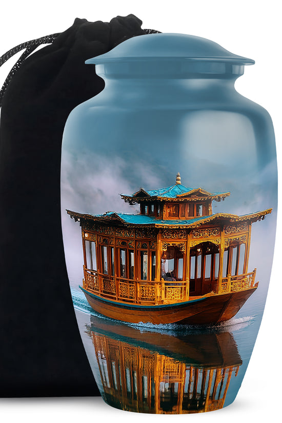 Houseboat Cremation Urn For Ashes - Wooden Memorial Urn