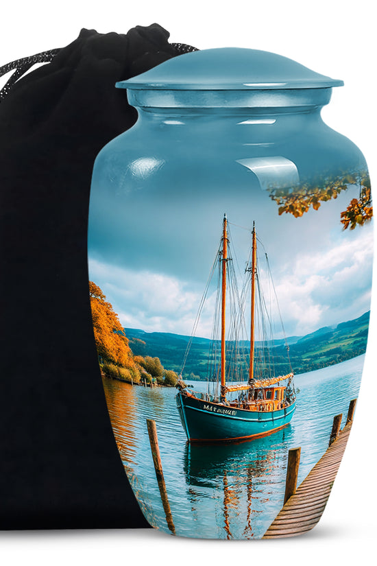 Sailboat Funeral Urn - Lake Memorial Urn For Male & Female Ashes