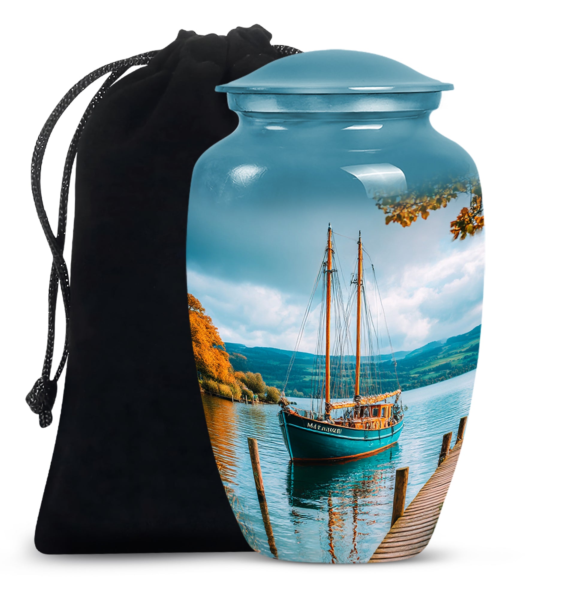Sailboat Funeral Urn - Lake Memorial Urn For Male & Female Ashes