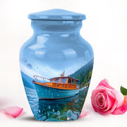 Lustrous Boat Cremation Urns for Human Ashes - Blue 10-inch - Karyliz