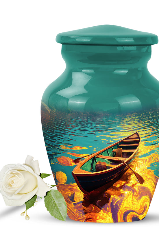 Personalized Teal Boat Cremation Urns for Ashes - Majestic 10-inch - Karyliz