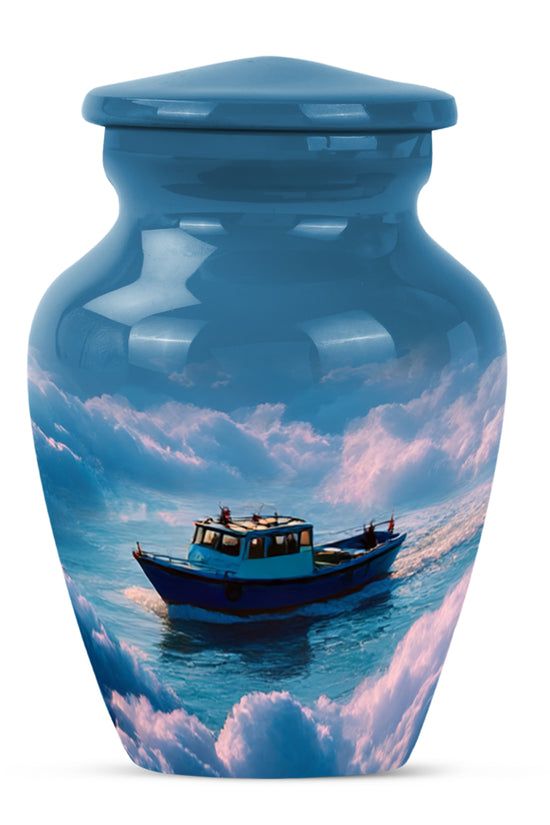 Blue Boat Legacy Cremation Urns for Human Ashes - 10-inch, 200 cu in - Karyliz