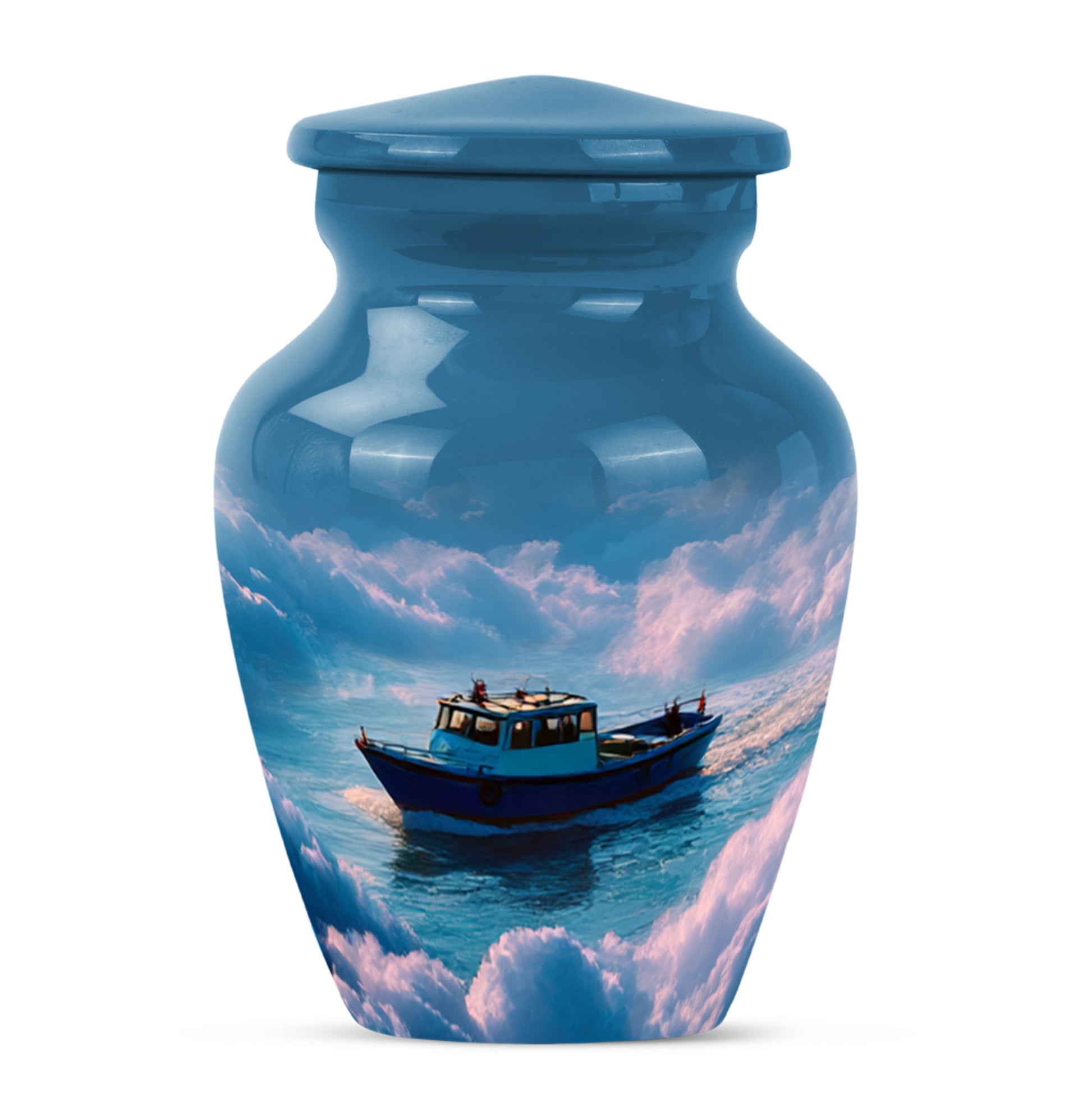 Blue Boat Legacy Cremation Urns for Human Ashes - 10-inch, 200 cu in - Karyliz