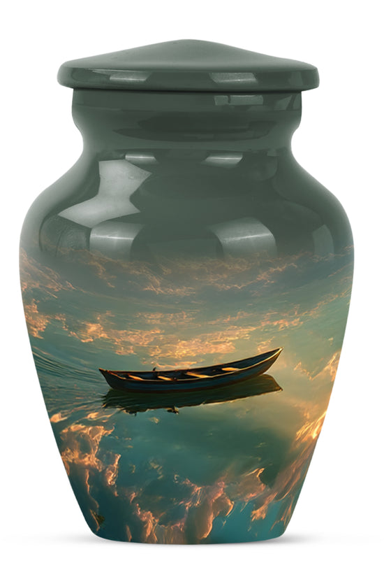 Ethereal Boat Memorial Cremation Urns - Black 10-inch, 200 cu in - Karyliz