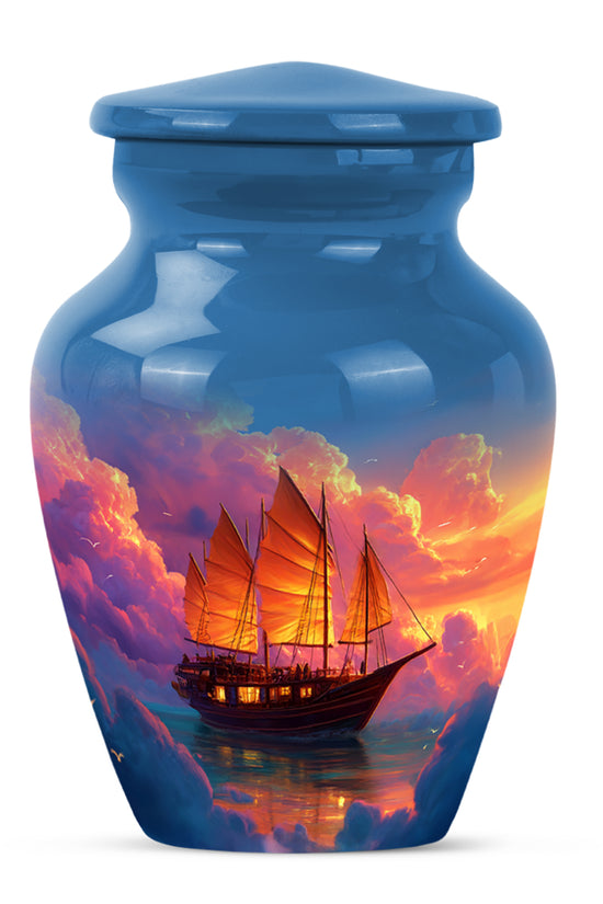 Personalized Boat Cremation Urns - Wondrous Blue 10-inch, 200 cu in - Karyliz