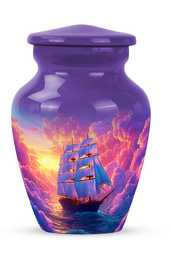 Personalized Purple Boat Cremation Urns for Ashes - Transcendent 10-inch - Karyliz