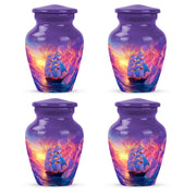 Orchid Purple Boat Cremation Urn side profile showing urn shape - classic sculpted boat pattern on smooth aluminum - 10 inch aluminum urn for cremated remains
