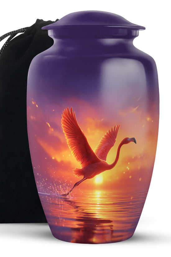 Flying Flamingo Cremation Urn - Sunset Scenic Urns For Human Ashes