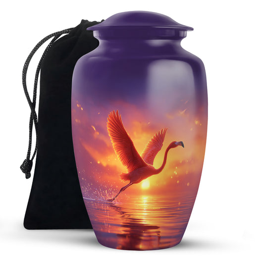 Flying Flamingo Cremation Urn - Sunset Scenic Urns For Human Ashes