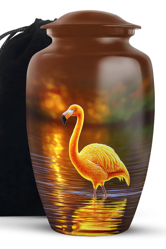 Golden Flamingo Cremation Urn - Artistic Urns For Human Ashes