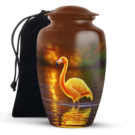 Golden Flamingo Cremation Urn - Artistic Urns For Human Ashes