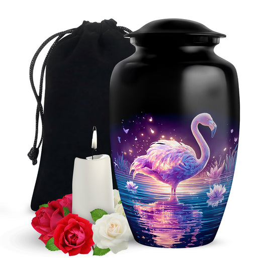 Majestic Flamingo Cremation Urn - Black Memorial Urns For Human Ashes