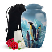 Penguin Family Memorial Urn - Arctic Cremation Urn For Loved Ones