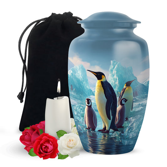 Penguin Family Memorial Urn - Arctic Cremation Urn For Loved Ones