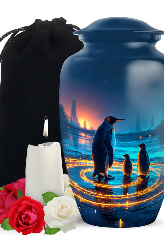 Penguin Night Glow Creamtion Urn - Elegant Funeral Urn For Ashes