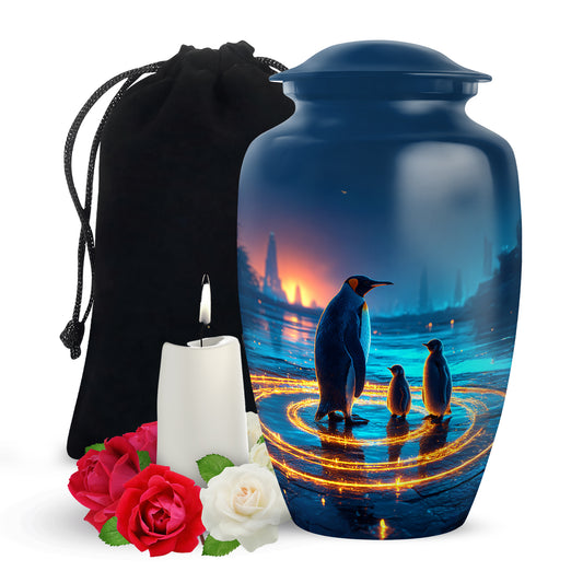 Penguin Night Glow Creamtion Urn - Elegant Funeral Urn For Ashes