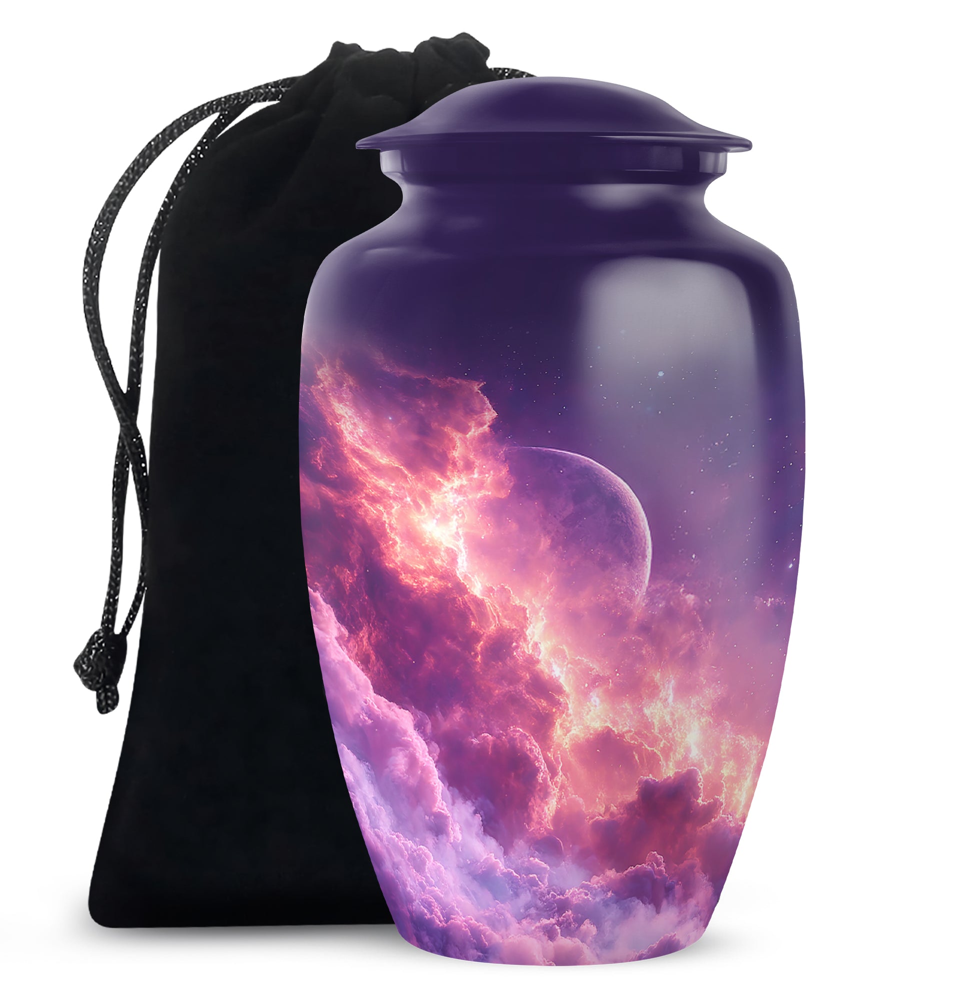 Cosmic Sky Cremation Urn - Purple Aluminium Memorial Urn For Burial