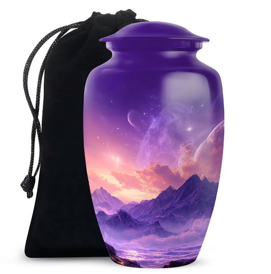 Beautiful Landscape Funeral Urn - Purple Cremation Urn For Human Ashes