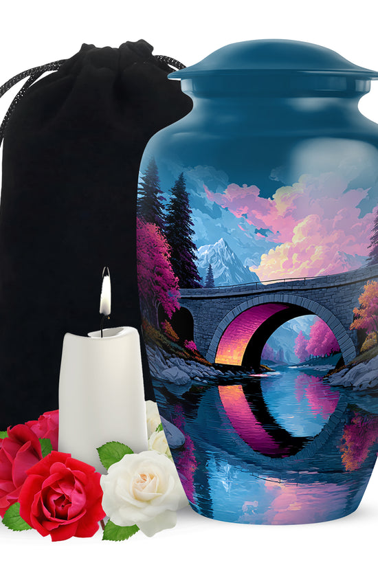 Bridge Landscape Cremation Urn For Ashes – River Memorial Urn For Burial