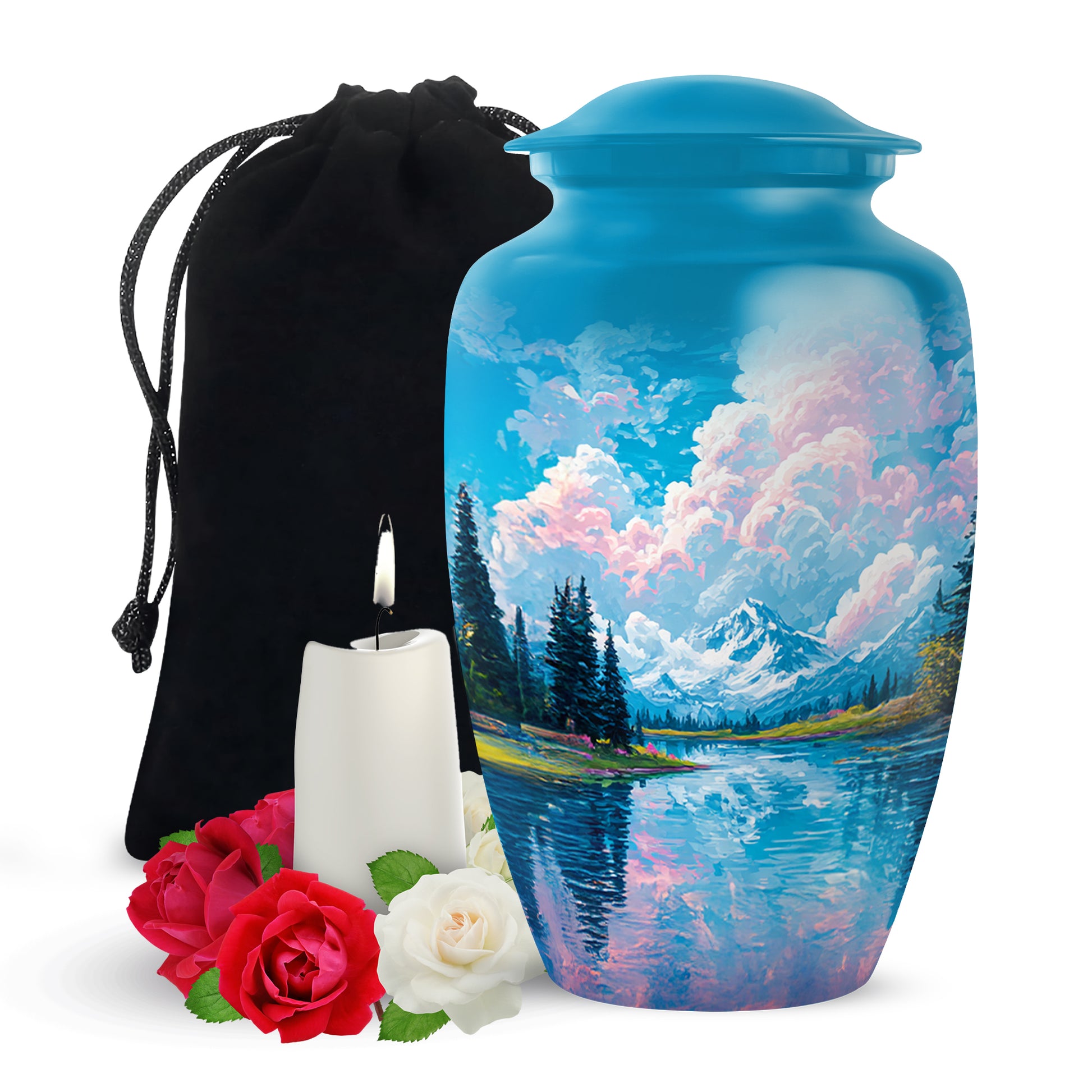 Beautiful Mountain Cremation Urn - Peaceful Nature Memorial Urn For Human Ashes