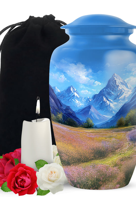 Snow Mountain Funeral Urn - Scenic Nature Cremation Urn For Loved Ones
