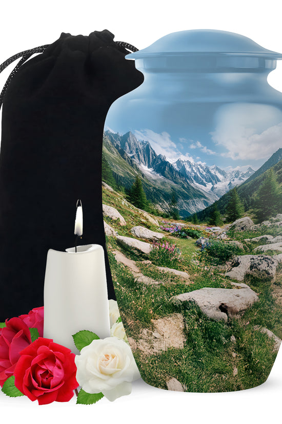 Mountain Valley Funeral Urn - Peaceful Nature Tribute Memorial Urn For Adult Ashes