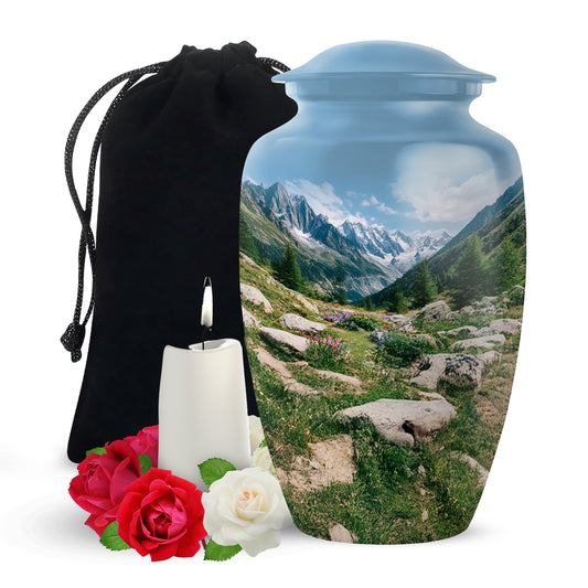 Mountain Valley Funeral Urn - Peaceful Nature Tribute Memorial Urn For Adult Ashes