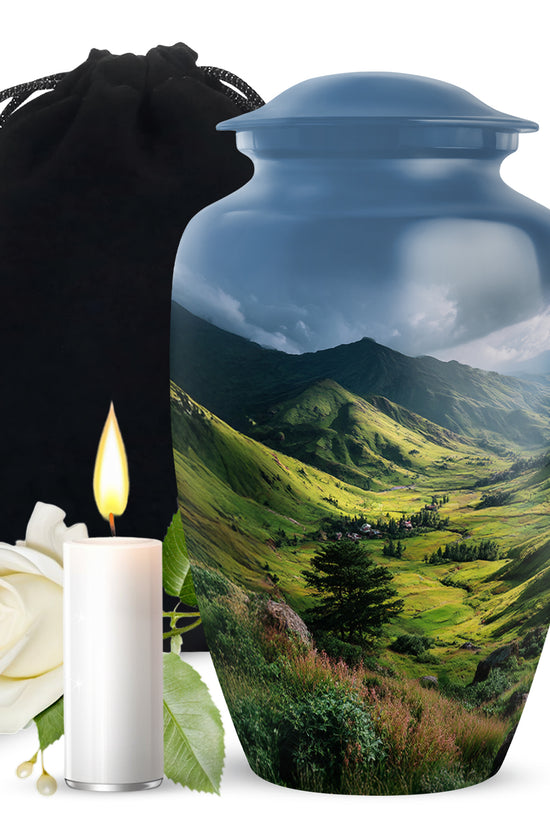 Mountain Valley Cremation Urn - Scenic Memorial Urn For Human Ashes