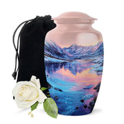 Snow Lake Memorial Urn For Ashes - Mountain Funeral Urn For Burial
