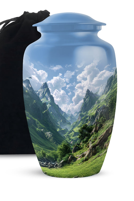 Peaceful Hills Theme Funeral Urn - Mountain Memorial Urn For Adult Ashes