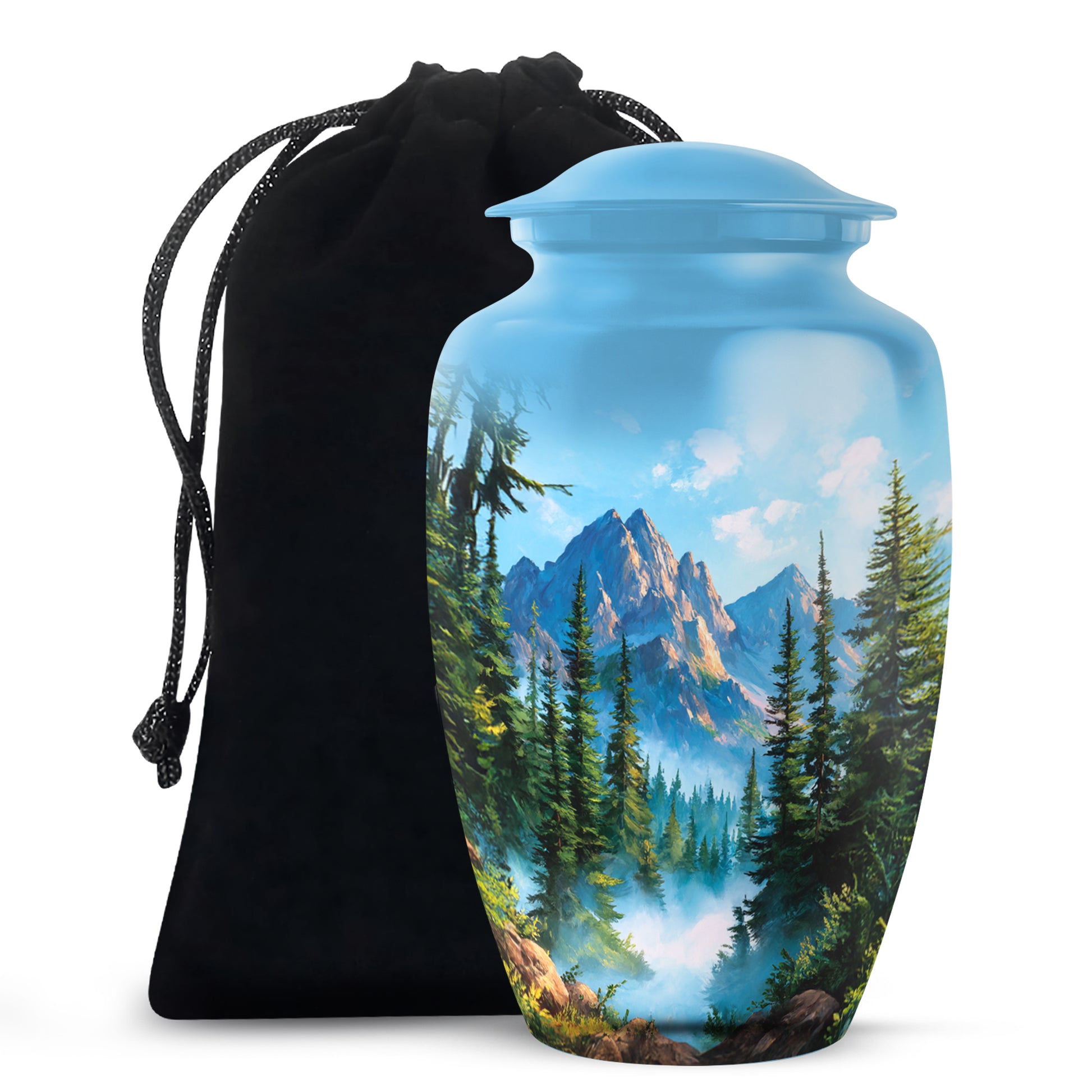 Forest Mountain Funeral Urn - Peaceful Nature Memorial Urn For Human Ashes