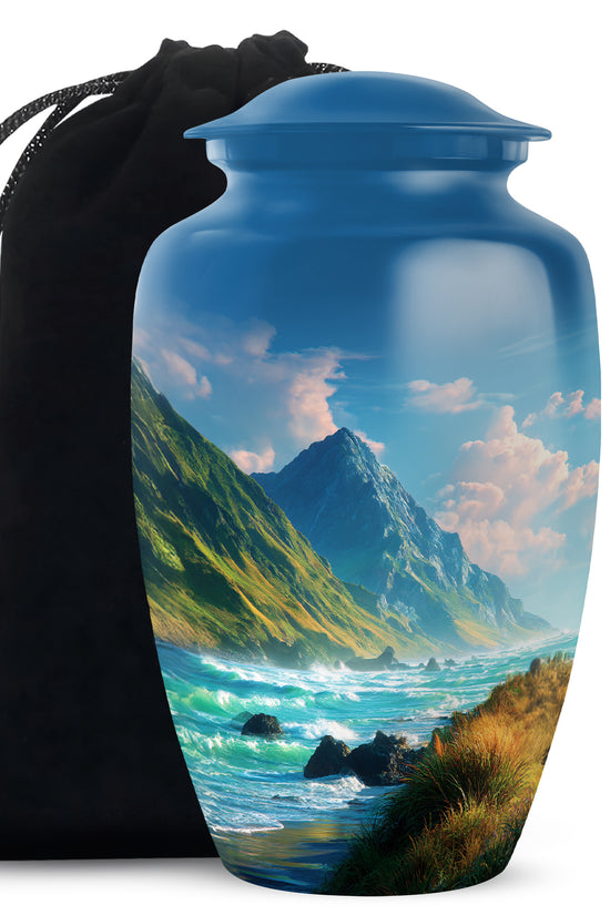 Ocean Mountain Cremation Urn - Peaceful Funeral Urn For Loved Ones