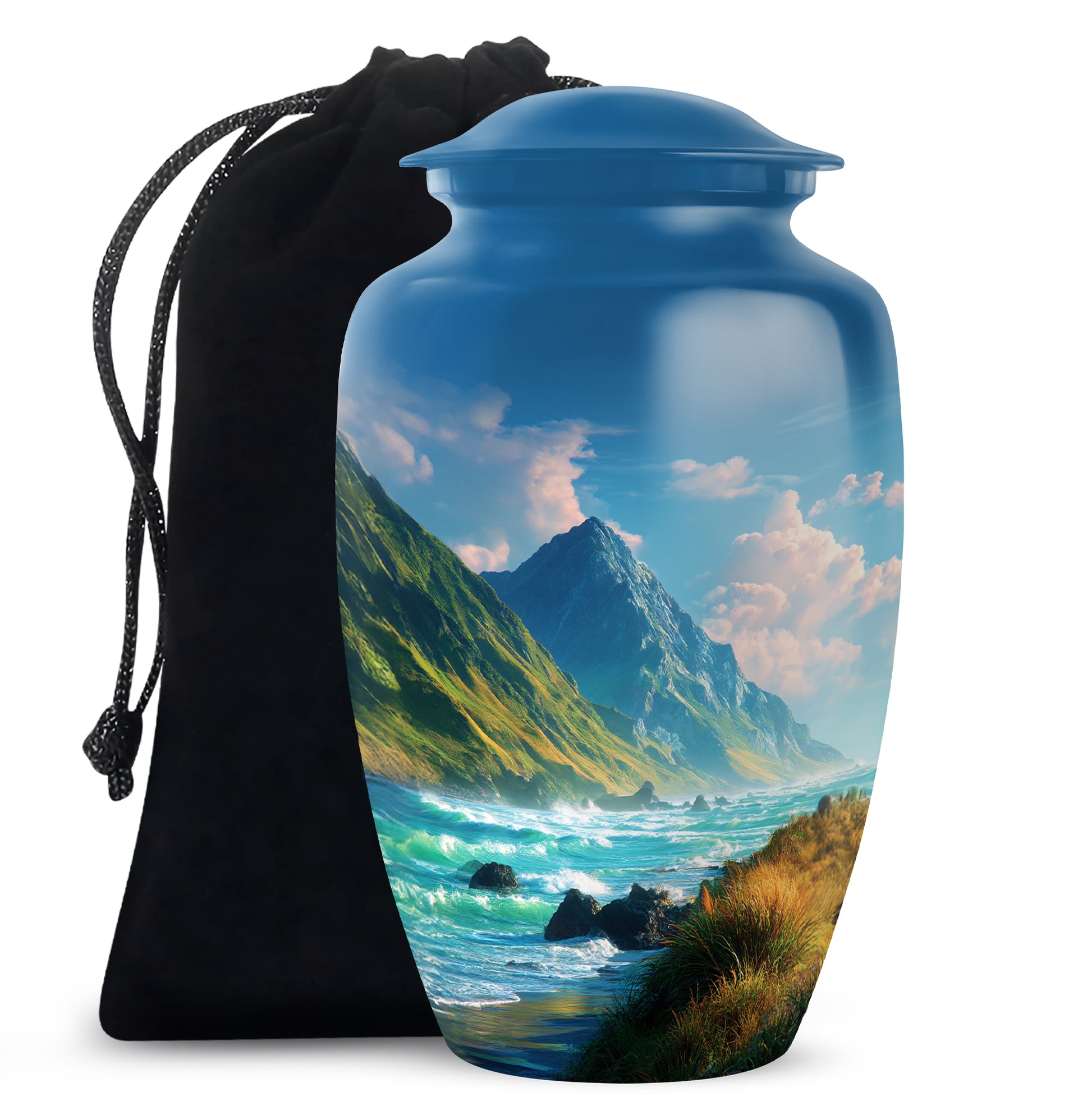 Ocean Mountain Cremation Urn - Peaceful Funeral Urn For Loved Ones