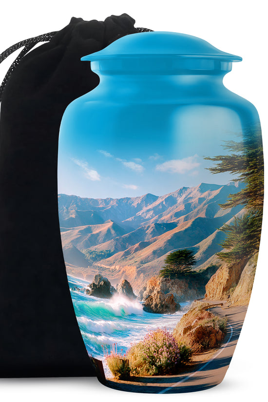 Beautiful Mountain Funeral Urn - Coastal Cremation Urn For Adult Ashes