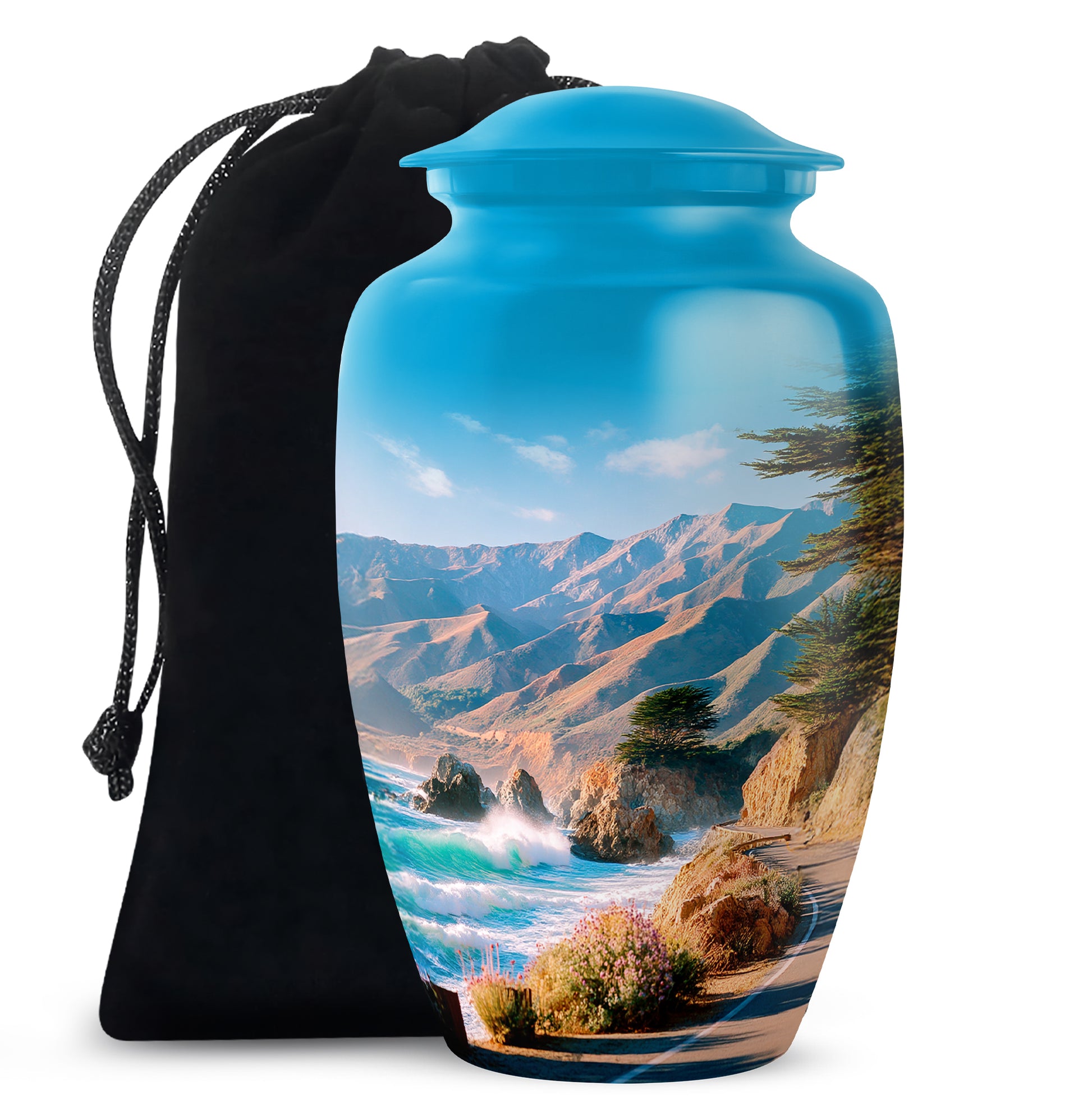 Beautiful Mountain Funeral Urn - Coastal Cremation Urn For Adult Ashes