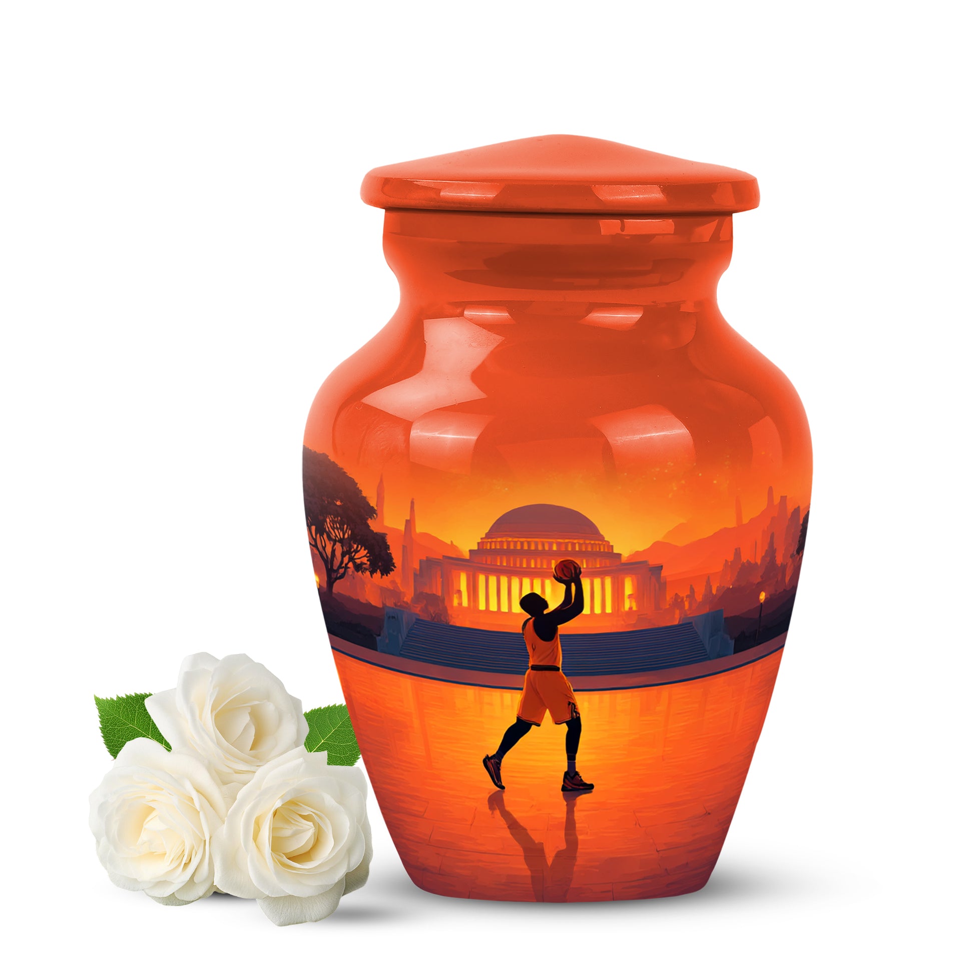 Red Basketball Cremation Urns - Honored Resting Place 10-inch, 200 cu in - Yatskia