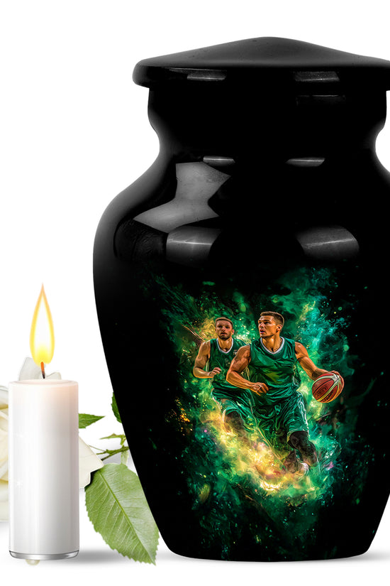 Black Basketball Cremation Urns - Opulent Legacy 10-inch, 200 cu in - Yatskia