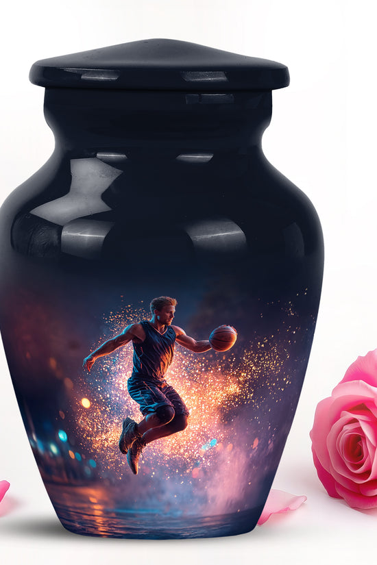 Blue Venerable Basketball Cremation Urns for Human Ashes - 10-inch, 200 cu in - Yatskia