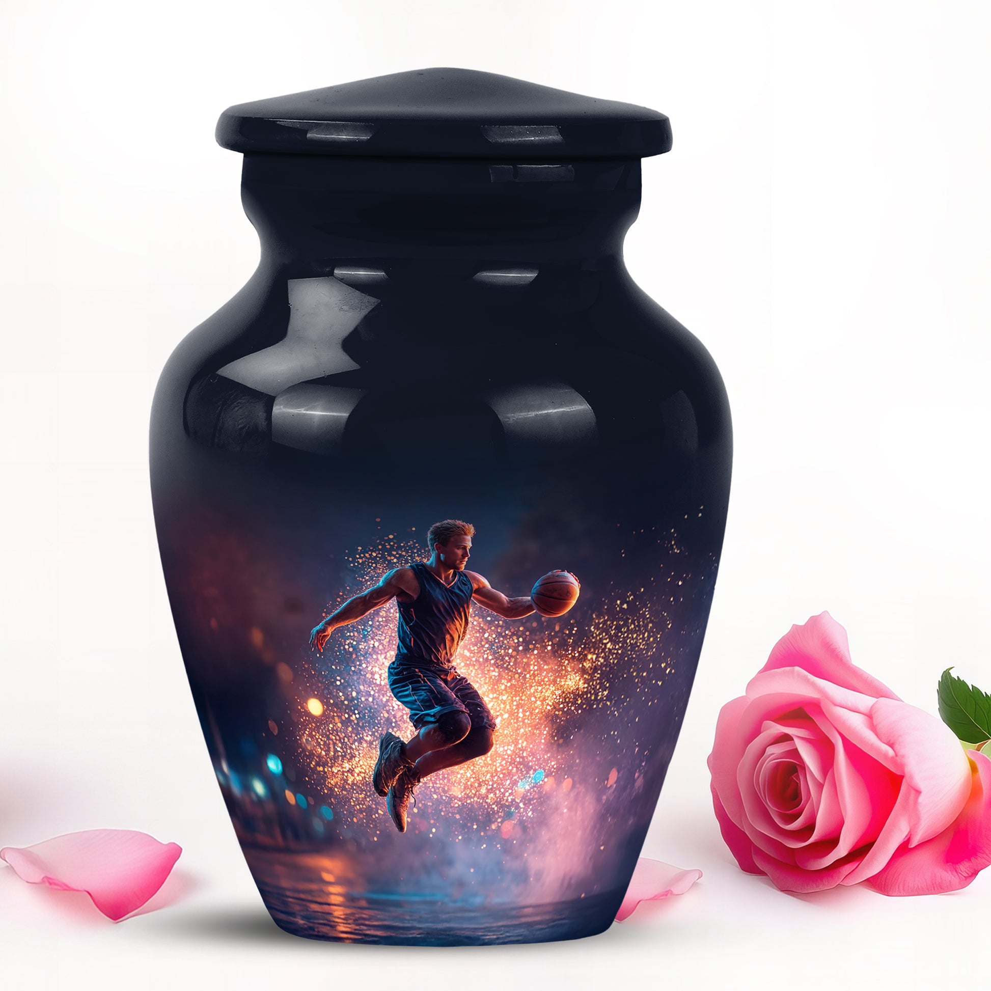 Blue Venerable Basketball Cremation Urns for Human Ashes - 10-inch, 200 cu in - Yatskia