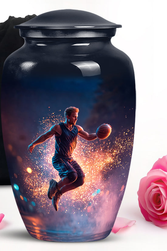 Basketball Memorial Ashes Urn - Large Adult Funeral Urn For Human Ashes