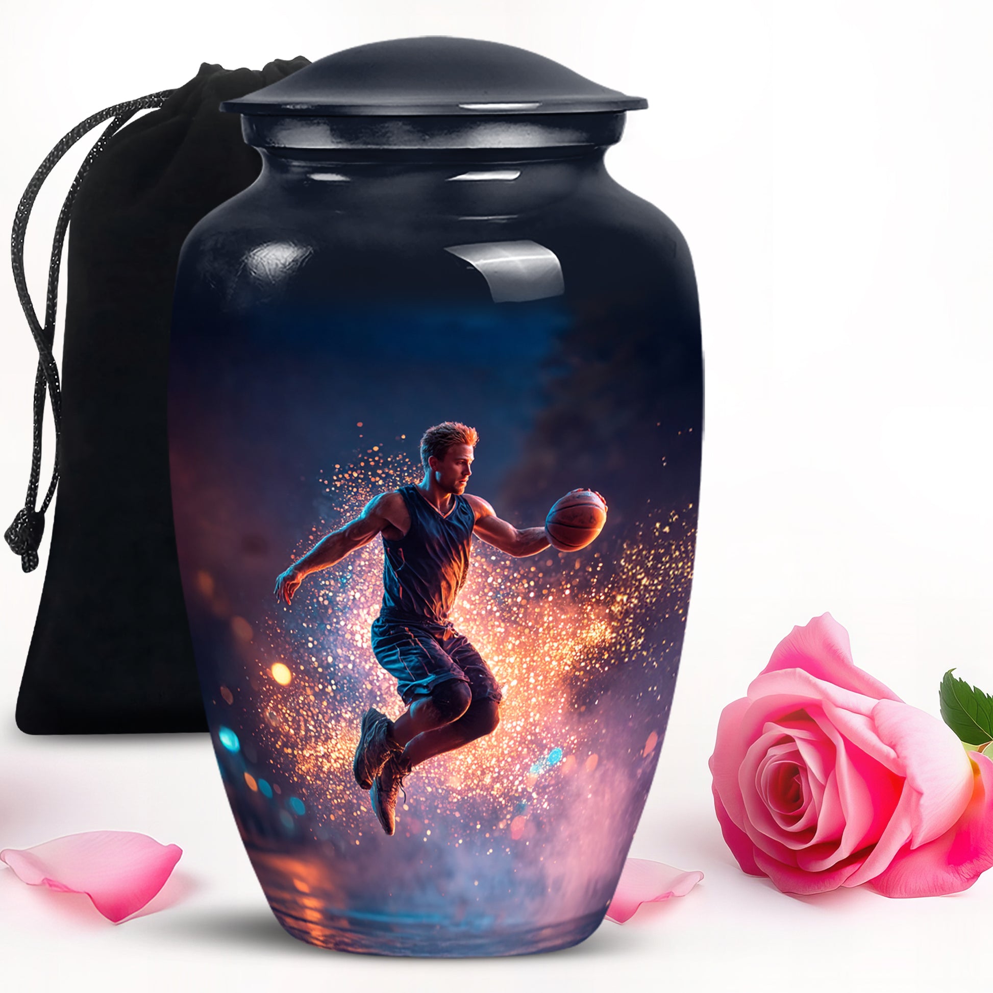Basketball Memorial Ashes Urn - Large Adult Funeral Urn For Human Ashes
