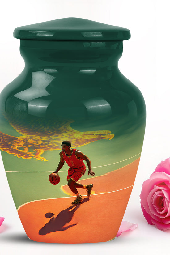 Personalized Refined Basketball Cremation Urns - Teal 10-inch, 200 cu in - Yatskia