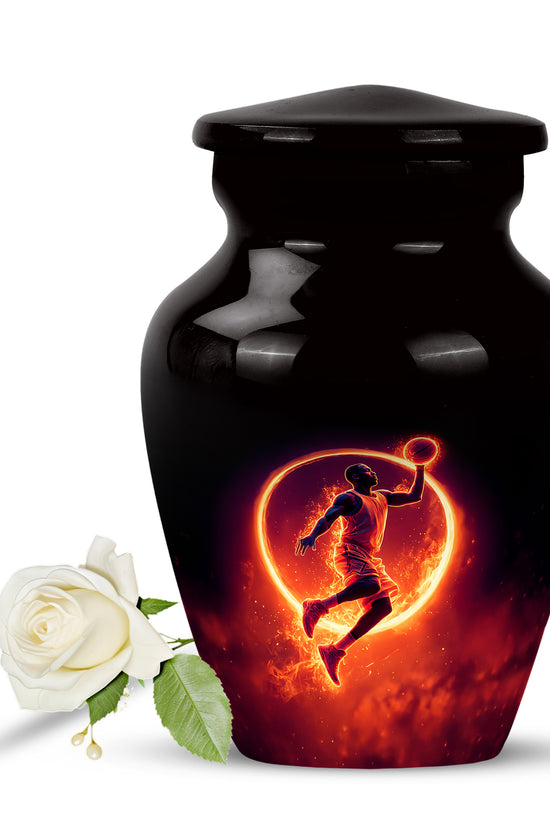 Black Basketball Cremation Urns - Glorious Devotion 10-inch, 200 cu in - Yatskia