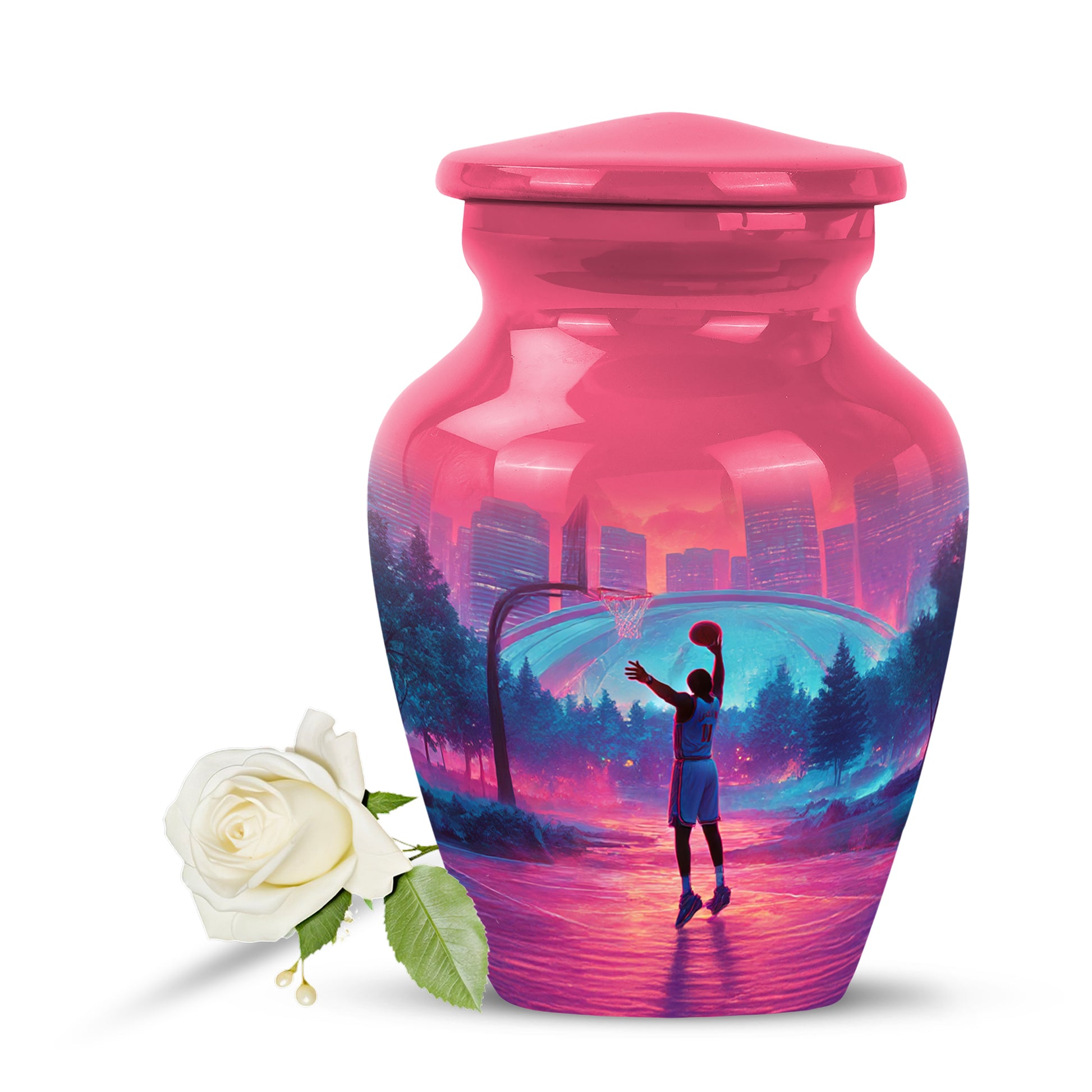 Personalized Eternal Basketball Cremation Urns - Red 10-inch, 200 cu in - Yatskia