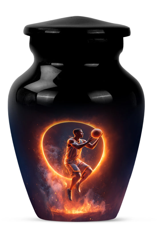 Black Basketball Homage Cremation Urns for Human Ashes - 10-inch, 200 cu in - Yatskia