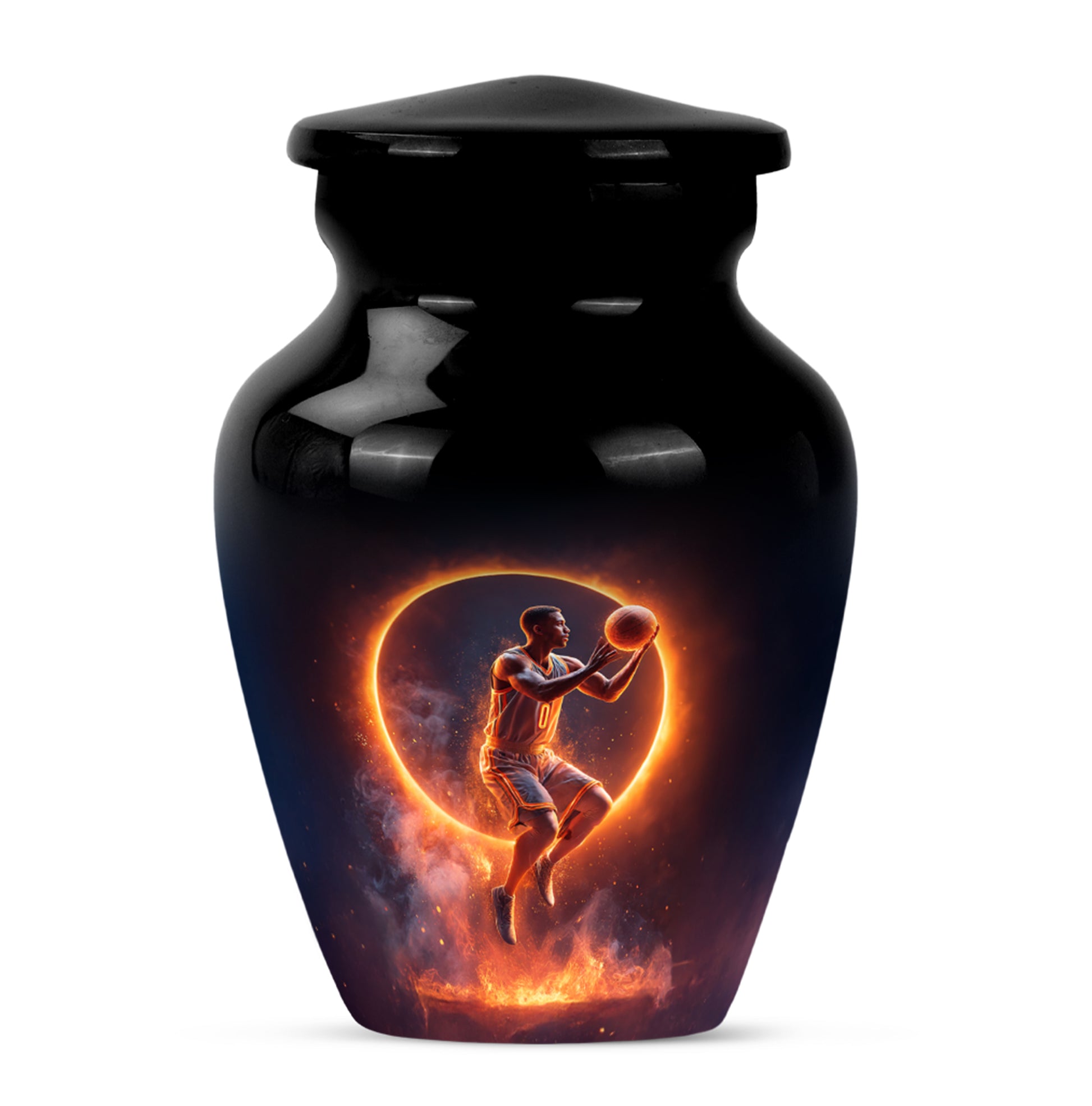 Black Basketball Homage Cremation Urns for Human Ashes - 10-inch, 200 cu in - Yatskia